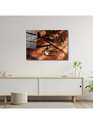 Art of Wall Artofwalldesign ''retro Pusula'' Cam Tablo Uv