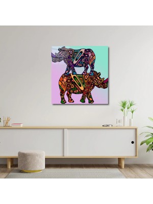 Art of Wall Artofwalldesign ''iki Gergedan'' Cam Tablo Uv