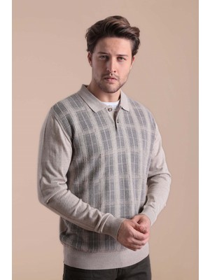 Ferraro Polo Yaka Superfine Yün Kazak - Bej