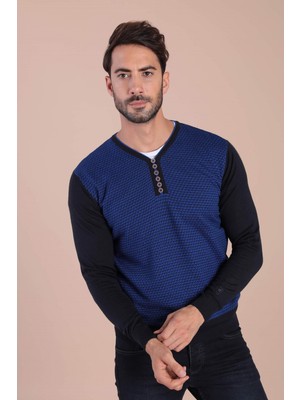 Ferraro V Yaka Superfine Yün Kazak - Lacivert
