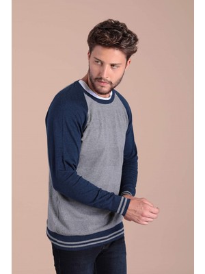 Ferraro Bisiklet Yaka Pamuk Ipek Kazak - Lacivert