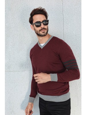 Ferraro Bisiklet Yaka Pamuk Ipek Kazak - Bordo