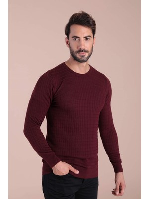 Ferraro Bisiklet Yaka Superfine Yün Kazak - Bordo