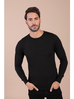 Ferraro Bisiklet Yaka Superfine Yün Kazak - Siyah