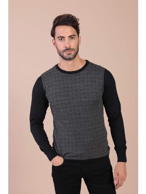 Ferraro Bisiklet Yaka Superfine Yün Kazak - Siyah