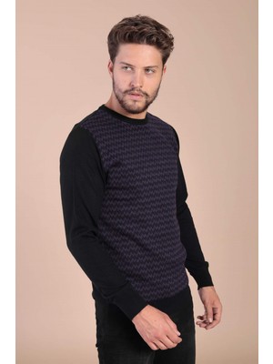 Ferraro Bisiklet Yaka Superfine Yün Kazak - Siyah