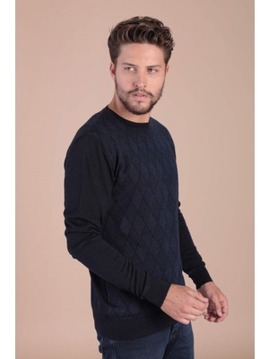 Ferraro Bisiklet Yaka Superfine Yün Kazak - Lacivert