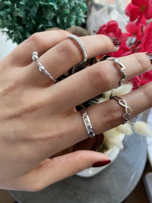 Jackferrero Kadın 5 Li Eklem Yüzüğü   Renk Atmaz Hediye Paketli