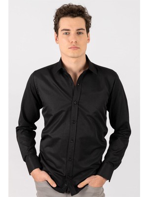 Tudors Modern Slim Fit Dar Kesim Armürlü Erkek Gömlek