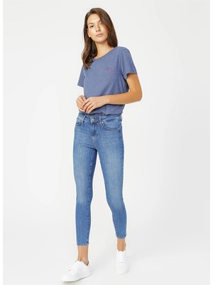 Lee Cooper Recycle 04 Kadın O Yaka T-Shirt Jeans