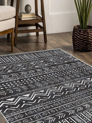 Serteks Iskandinav Kilim Desenli Halı, Dokuma Taban Dekoratif Şönil Halı