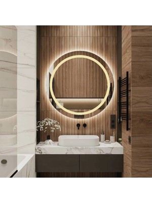 Nuun Dekor 80CM LED Işikli Kumlamali Banyo Lavabo Ofi̇s Makyaj Kuaför Aynasi Trafolu Pri̇zli̇