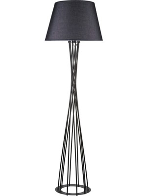 Rsylight Retro Metal Dekoratif Siyah Köşe Lambası Lambader Başlık Çap:45 cm
