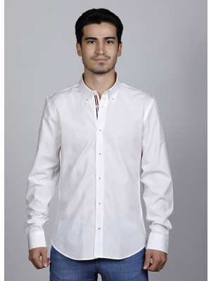 Salve Erkek %100 Pamuk Slim Fit Beyaz Gömlek 22105