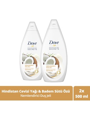 Dove Nemlendirici Duş Jeli Hindistan Cevizi Yağı ve Badem Sütü Özü 500 ML x2 Adet