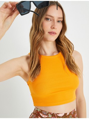 Koton Koton Basic Crop Atlet Halter Yaka Pamuklu