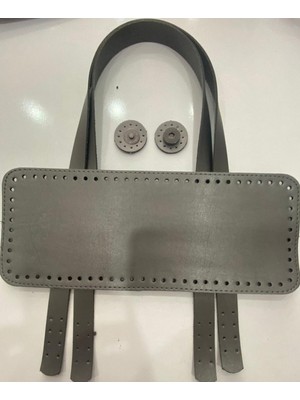 Aklar Çanta Gri Dikmeli Çanta Örgü Seti