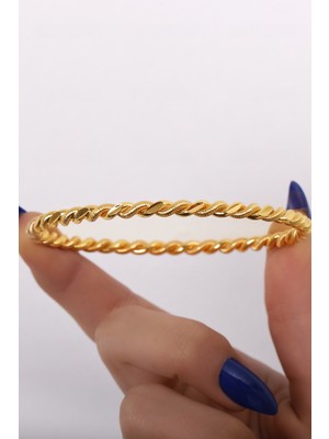 Monliya 22 Ayar Altın Kaplama Çiftli Burma Bilezik Tekli