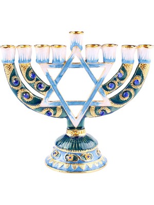 Chasoe Vintage Menorah Mumluk El Boyalı Judaica Şamdan Klasik Dekor A (Yurt Dışından)