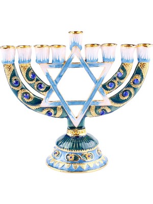 Chasoe Vintage Menorah Mumluk El Boyalı Judaica Şamdan Klasik Dekor A (Yurt Dışından)