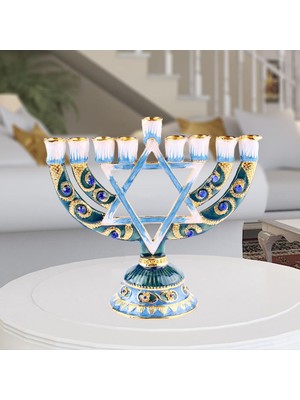 Chasoe Vintage Menorah Mumluk El Boyalı Judaica Şamdan Klasik Dekor A (Yurt Dışından)