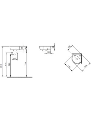 Bocchi Taormina Arch Köşe Lavabo 30 Cm Parlak Beyaz 1392-001-0126