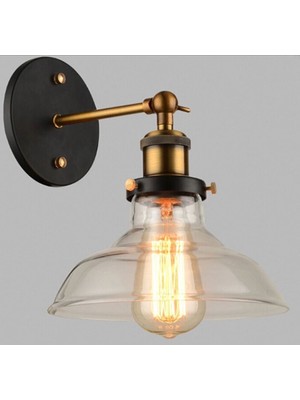 Rsylight Rys Retro Metal Mafsallı Dekoratif Bal Camlı Rustik Duvar Aplik