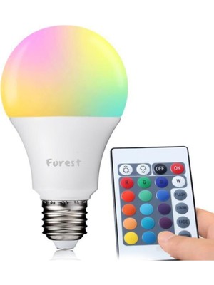 Forest Uzaktan Kumandalı Renk Değiştirebilen Rgb LED Ampul 10 W E27 Rgbor1