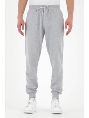 Mmetalic Gri Erkek Eşofman Altı Etiketli Arka ve Yan Cepli Regular Fit