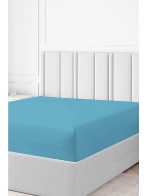 Ephemeris Pamuk Çift Kişilik Lastikli(Fitted) Penye Çarşaf - Turkuaz