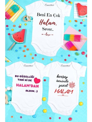 Canestar Bebek Giyim- 3'lü Bebek Zıbın Seti Özel Tasarım - Çıtçıtlı Body Hala Set2