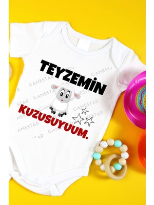 Canestar Özel Tasarım Bebek Zıbın - Çıtçıtlı Body-Zıbın Teyzemin Kuzusuyum