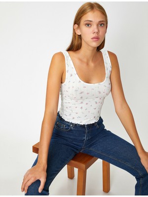 Koton Askılı Çiçekli Crop Atlet