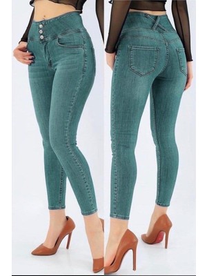 Rengamoda Yüksek Bel Likralı Jean Pantolon