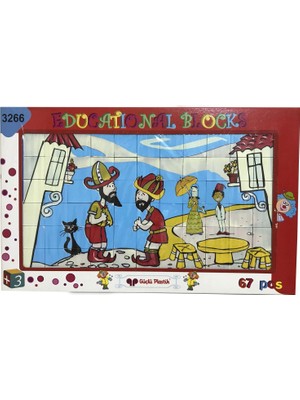 Güçlü Plastik Karagöz Hacivat Temalı 67 Parça Küp Puzzle