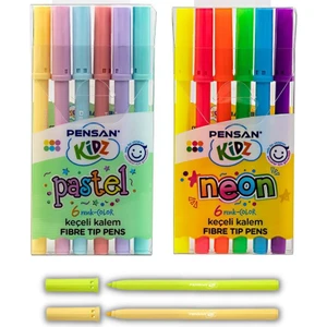 Keçeli Kalem 12 Lı Pastel ve Neon Renkler Pensan Pastel ve Neon Keçeli Kalem 1 Paket