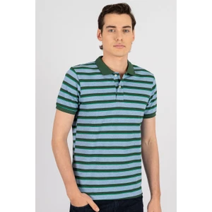 Slim Fit Çizgili Polo Yaka Pike T-Shirt