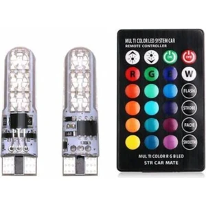 Uzaktan Kumandalı T10 Park Ampülü Rgb Sese Duyarlı Çakar Mod