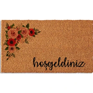 Paspas Yap Hoşgeldiniz Çiçekli Ev ve Ofis Paspası