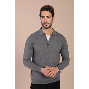 Polo Yaka Superfine Yün Kazak - Gri