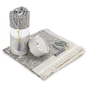 Özel Silindir Kutulu Seccade Seti Gri