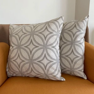 Stelo De Maro Geometrik Desenli Kırlent Kılıfı Bej-Vizon 42 x 42 Cm  - 2 Adet Kılıf