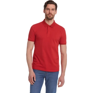 Erkek Kırmızı Regular Fit %100 Pamuk Polo Yaka Tişört