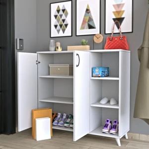 Missia Mobilya Modica Beyaz 2 Kapaklı 6 Raflı Çok Amaçlı Modern Dolap
