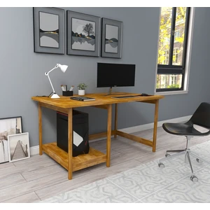 Woodface Lisa Çalışma Masası 120X75 Doğal Ahşap 2 Bölüm Özel Tasarım Uyumlu Görünüm