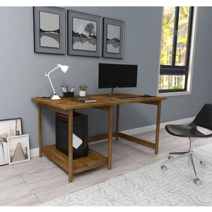 Woodface Lisa Çalışma Masası 120X75 Doğal Ahşap 2 Bölüm Özel Tasarım Uyumlu Görünüm