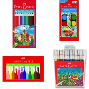Faber Castel 12 Li Pastel Boya  Keçeli Kalem  Kuru Boya  Sulu Boya Seti