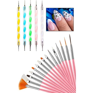 Nail Art Design Dot Kalemi Seti Tırnak Süsleme Seti Desen Fırçası Siyah Fırça Seti Desen Fırçası