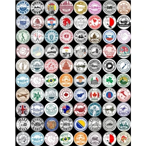 Tellgraf Ülke Mühürleri Yuvarlak Sticker (4x4 cm 80 Adet)