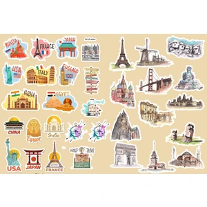 Tellgraf Ülkeler ve Sembolleri Karışık Sticker (21X31 Cm)